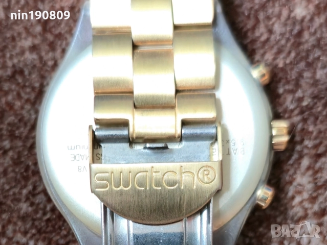 Часовник Swatch Irony Diaphane - Златен хронограф , снимка 4 - Мъжки - 51626572