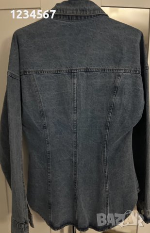 Дамска дънкова риза с лъскав ефект, снимка 2 - Ризи - 43625991