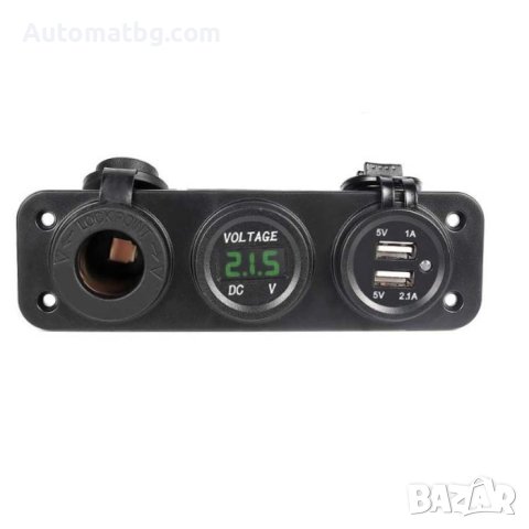 Монтажен панел 3 в 1 Automat, С волтметър, USB, 12-24V, Гнездо за запалка, Черен, снимка 2 - Аксесоари и консумативи - 40622119