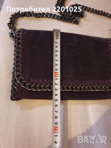 Италианска чанта от естествена кожа цвят патладжан/лилав , снимка 6 - Чанти - 38788846