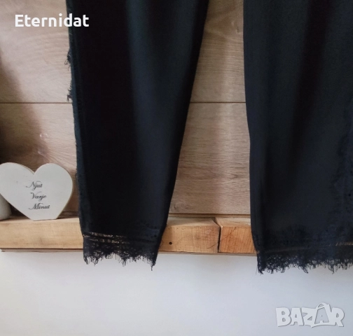 Черен панталон с джобове и дантела ZARA , снимка 8 - Панталони - 51819448