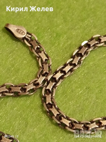 Сребърен ланец плетка тип КУБИНСКА ПЛЕТКА майсторска ръчна изработка Italy 40077, снимка 4 - Колиета, медальони, синджири - 52917553