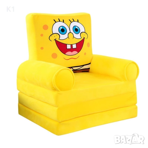 Голям Плюшен разтегателен фотьойл-легло Спондж Боб 120см Sponge Bob