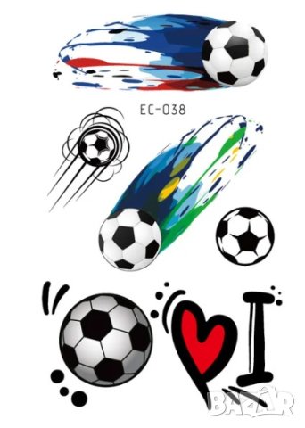 Водоустойчиви детски татуировки с футболни топки, снимка 4 - Други - 43393732
