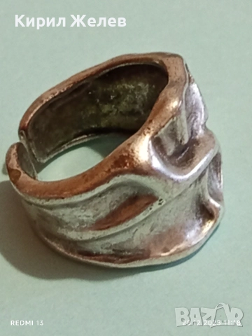 Абстрактен сребърен отворен пръстен склупторен дизайн 52459, снимка 5 - Пръстени - 52918070