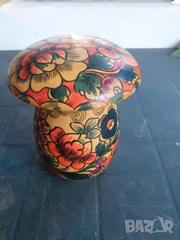 Руска дървена играчка гъба рисувана Матрьошка, снимка 3 - Антикварни и старинни предмети - 53280642