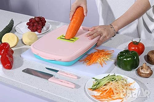 Комплект от дъска за рязане с гевгир, ренде и два ножа, снимка 3 - Други - 33101477