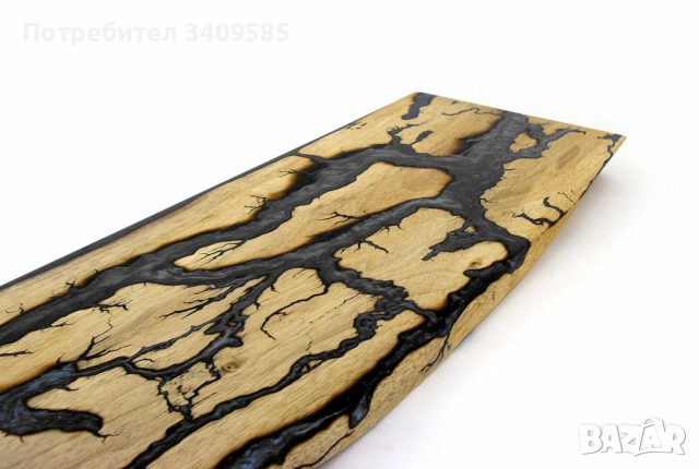 Дъска/рафт/закачалка от черешово дърво с епоксидна смола и Lichtenberg изгаряне ~93cm, снимка 2 - Декорация за дома - 52565716