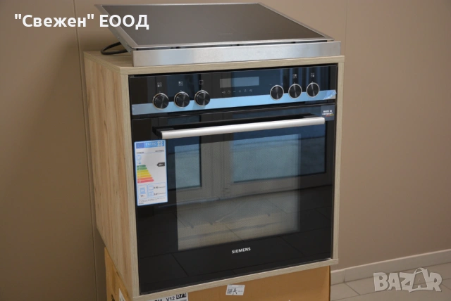 Комплект фурна с вагонно отваряне и индукционен плот Siemens HE578BBS1