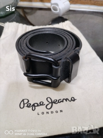 Мъжки черен колан от естествена кожа - Pepe Jeans London