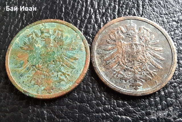 Стара монета 2 пфенига 1874 г. буква С и 1876 буква А- Германия- бронз , рядки, снимка 8 - Нумизматика и бонистика - 51140679