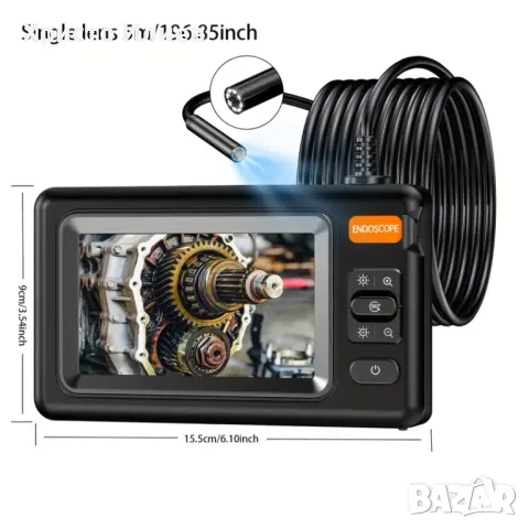 Ендоскопска камера с голям диспей 4,3 инча 5метра Камера за инспекция , снимка 2 - Друга електроника - 49619790