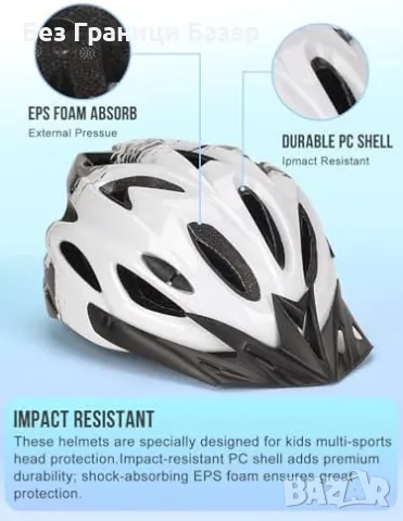 Нова детска Лека и безопасна детска каска с 18 отвора и сенник за колело, снимка 4 - Други - 48781947