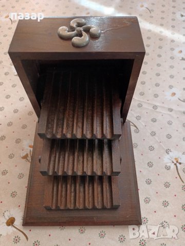 Стара дървена кутия за цигари, снимка 3 - Антикварни и старинни предмети - 43603050