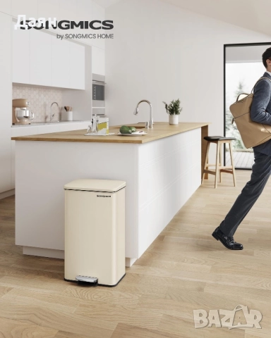 Кухненски кош за боклук SONgMICS, 40L, плавно затваряне , снимка 2 - Други - 52720999