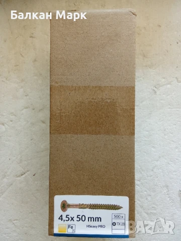 Професионални винтове за дърво тип "Торнадо" – HSeasy Pro 4.5х50, златисти,500бр. , снимка 2 - Железария - 51017581
