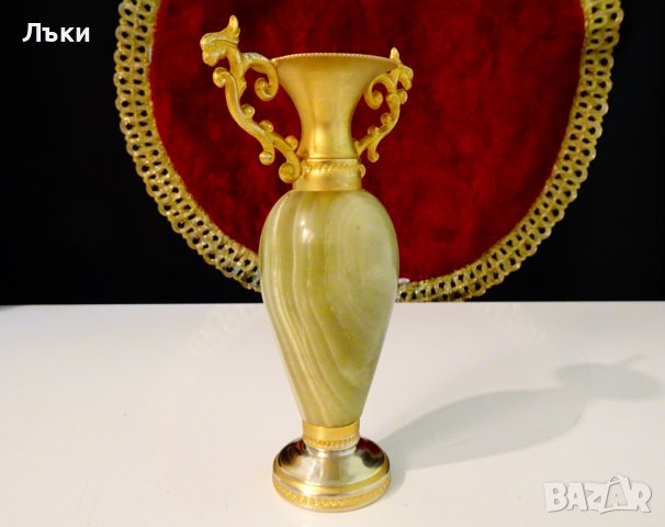 Позлатена ваза,амфора,оникс,грифони. , снимка 4 - Вази - 37274905