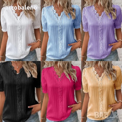 Нова лятна празнична дамска риза с къс ръкав, 6цвята