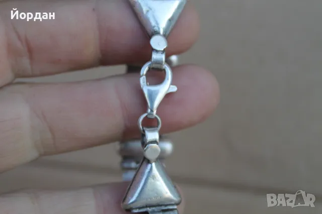 Дамска сребърна гривна с оникс, снимка 4 - Гривни - 50209898