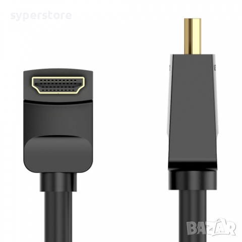 Кабел HDMI Мъжко Ъглов на 90° - Мъжко Ver:2.0 4K/60Hz Gold 2M Vention AARBH Cable HDMI M/M, снимка 2 - Кабели и адаптери - 36445494