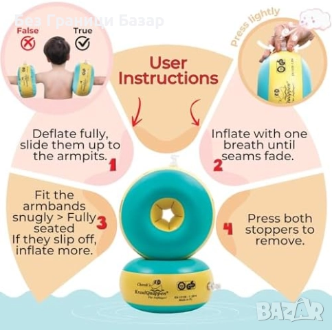 Нови плувки Надуваеми ръкавели за бебета Myminibaby – безопасност и баланс, снимка 5 - Други - 51488317