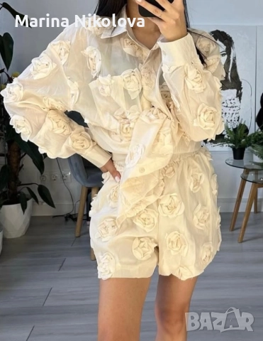 Дамски комплект 3 Д цветя