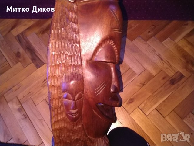 Африканска маска от желязно дърво -голяма -Н- 83см и тeжка-5kг, снимка 7 - Декорация за дома - 27707472