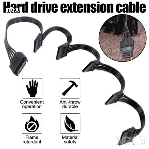 Разклонител/сплитер на захранващ SATA/ Molex кабел към 5 x SATA hdd, снимка 11 - Други - 51271860