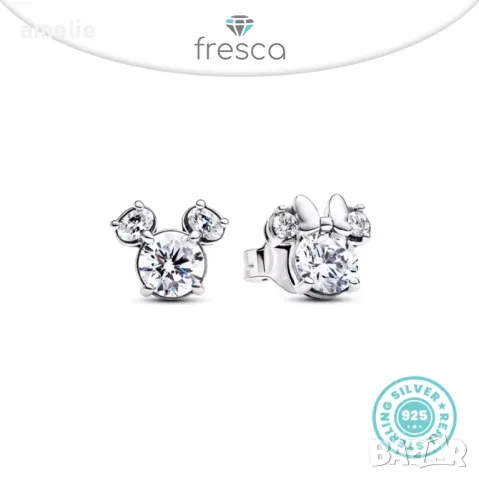 НОВО! Oбеци Fresca по модел тип Пандора Мики и Мини с печат S 925 Pandora Disney