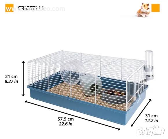 Оборудвана клетка за Хамстери и Мишки 57,5 x 31 x h 21,5 cм. - Ferplast CRICETI 11 - Модел: 57011411