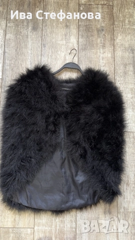 Естествен косъм черна наметка болеро за повод парти коктейл официална one size размер 