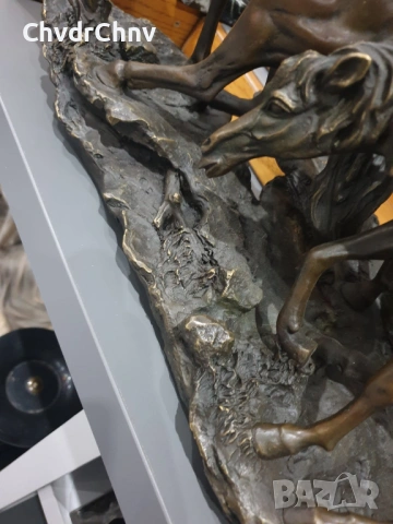 146см-33кг Mene фигура-композиция/стадо коне/8 коня/голяма френска бронзова скулптура, снимка 11 - Статуетки - 53343482