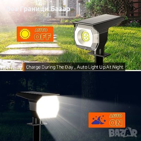 Нови 2 броя Слънчеви LED Светлини Лампи за Двор Ограда 18 Диода, IP67, снимка 6 - Други стоки за дома - 43522802