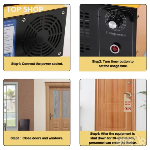 ATWFS Индустриален генератор на озон с таймер, 43 000 mg/h озонатор за гаражи, ферми, снимка 5 - Генератори - 48938426