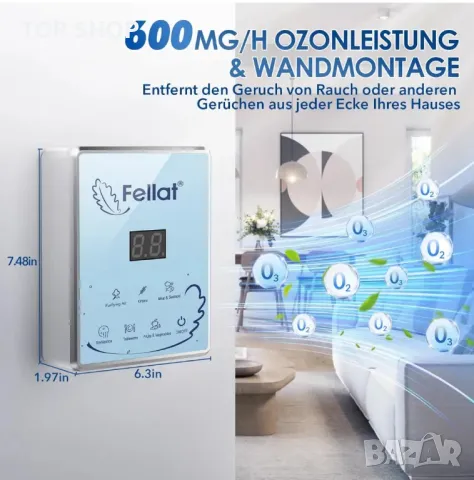 Генератор на озон, FELLAT 600 mg/h битов генератор на озон за вода и въздух с таймер и програми, снимка 6 - Овлажнители и пречистватели за въздух - 48934807