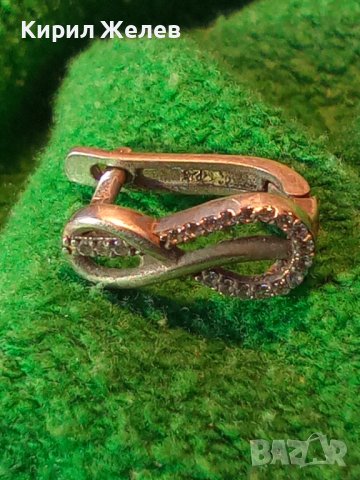 СРЕБЪРНА СКЪПОЦЕННА АРТ ОБЕЦА СРЕБРО 925 с МИНИАТЮРНИ ФАСЕТИРАНИ ЦИРКОНИ 25725, снимка 2 - Обеци - 35820683