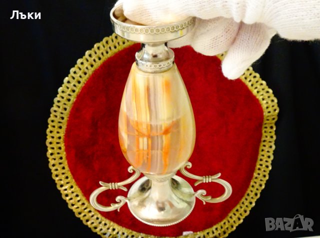 Посребрена ваза,амфора,оникс. , снимка 8 - Вази - 37274869