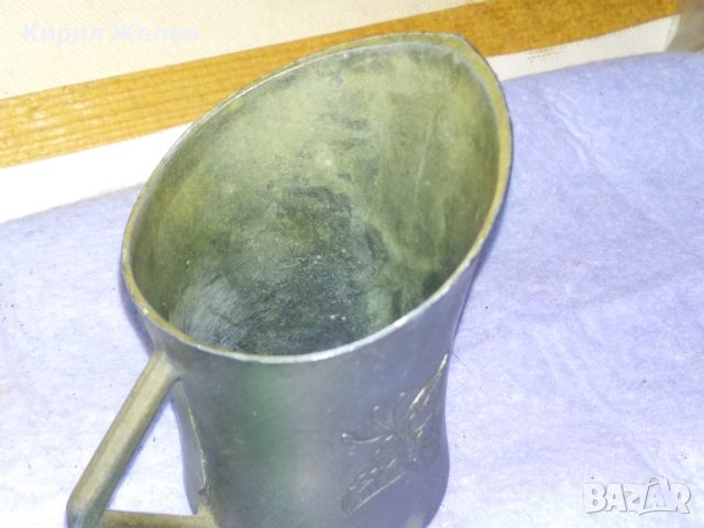 Стара РЯДКА КОЛЕКЦИОНЕРСКА ФЛОРАЛНО ОРНАМЕНТИРАНА ЦИНКОВА ДЕКОРАТИВНА КАНИЧКА / ЧАШКА 42805, снимка 12 - Колекции - 43828028