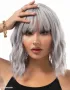 Сребристо сива къса вълнообразна перука с бретон, снимка 2