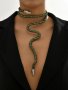 👑 💗Ново ! Жестоко Колие във Формата на Зелена Змия с Огъващ се Ефект в Сребристо💋 КОД : е352💗 👑, снимка 1 - Колиета, медальони, синджири - 43046649