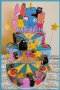 Картонена торта Барбарони,покани за рожден ден,банери за стена,свирки и др., снимка 2