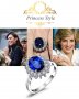 Сребърен пръстен със син сапфир и искрящи брилянти, снимка 1 - Пръстени - 34907209