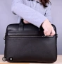 Мъжка луксозна чанта за лаптоп 15,6”/Офис куфарче от черна естествена кожа!, снимка 4
