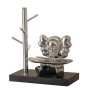Поставка за аксесоари Сребърено Слонче от керамика с метален поднос и закачалка 