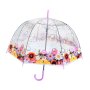 2180 Дамски чадър за дъжд прозрачен с принт на цветя 80см диаметър, снимка 2