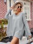 Дамски моден с голям размер секси пуловер с V-образно деколте, 2цвята - 023 , снимка 8