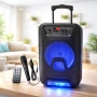 Преносима караоке тонколона - 8" говорител, LED светлина, дистанционно управление и микрофон, снимка 1
