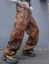 Нови baggy Casual Loose Fit Jeans дънки панталони карго кафяви камуфлажни джобове размер 32 /М, снимка 1