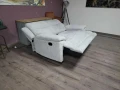 Сив диван от плат двойка с ръчен релаксиращ механизъм, снимка 12
