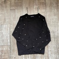 Черна блуза лек тънък пуловер овърсайз  широк прилеп перли  Zara , снимка 9 - Блузи с дълъг ръкав и пуловери - 38733890